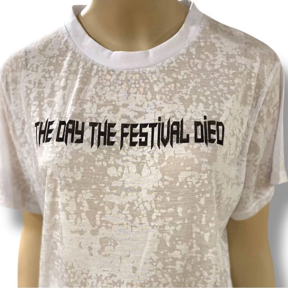 Oversized White Burnout Graphic Tee Club Exx Dolls Kill Large NWT - Picture 1 of 3